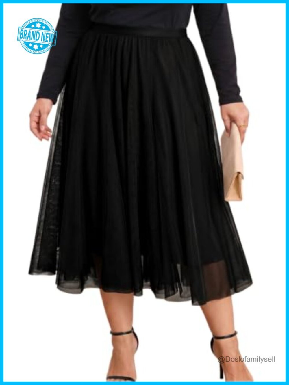 Plus Size Tulle Maxi Skirt Pleated A-Line High Waist Tiered
